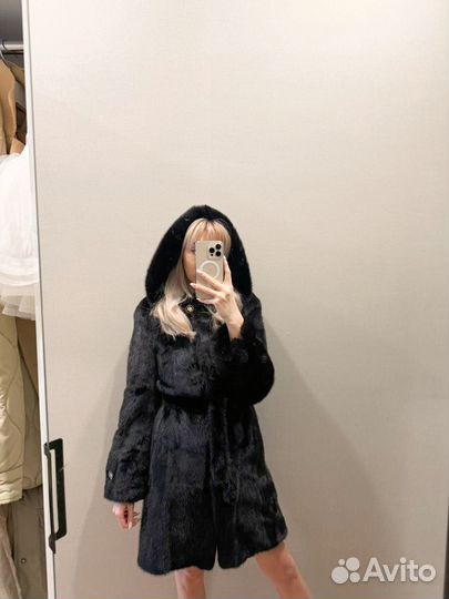 Шуба норковая с капюшоном