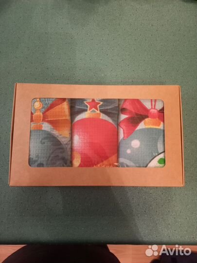 Новогодний подарочный набор кухонных полотенец 3 ш