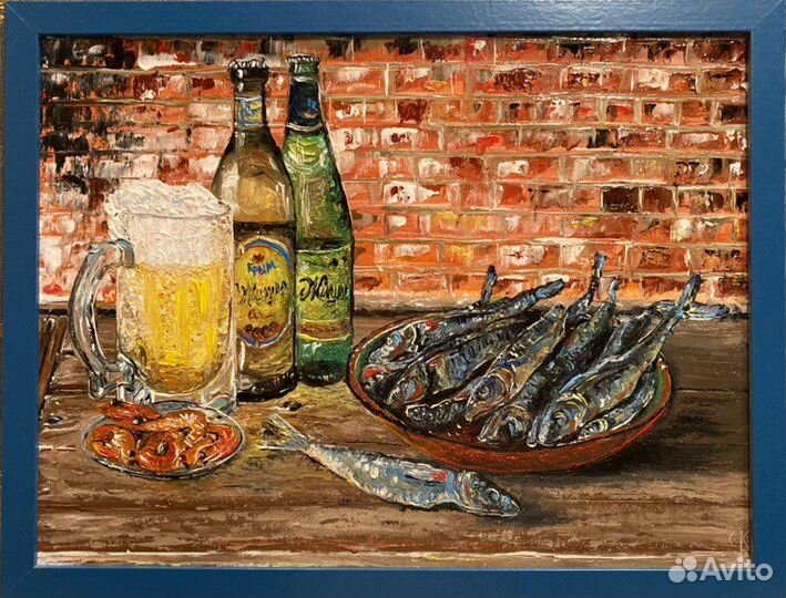 Картина маслом «Натюрморт с пивом»