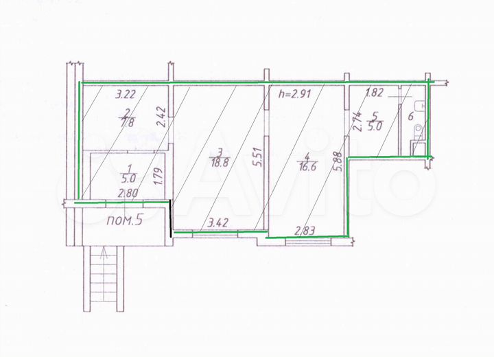 Свободного назначения, 55.3 м²