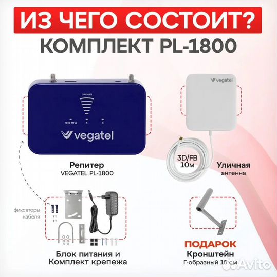 Усилитель сотовой связи и интернета. Комплект vega
