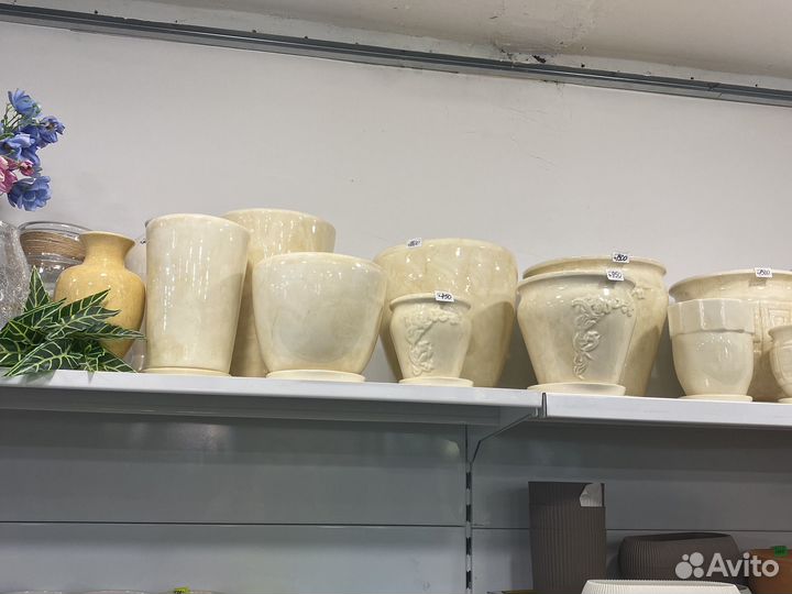 Горшки керамика и пластик