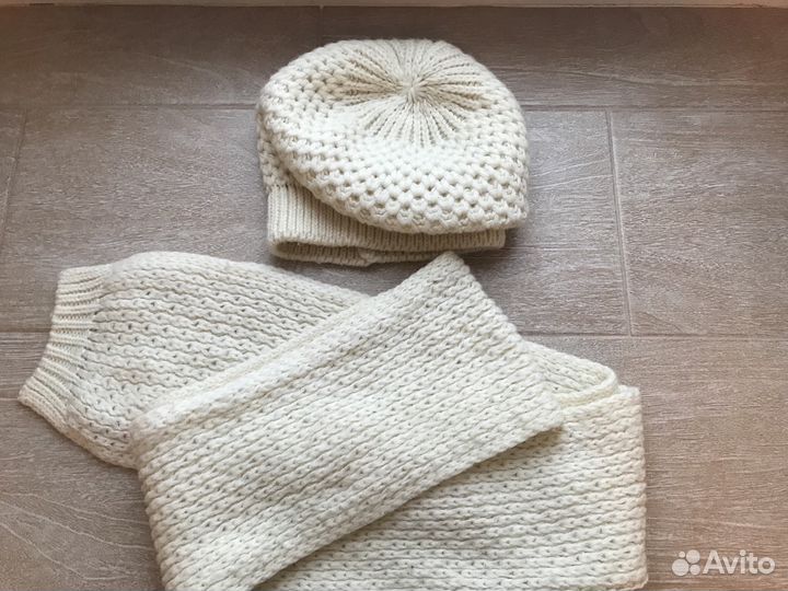 Комплект шапка+шарф вязаные женские