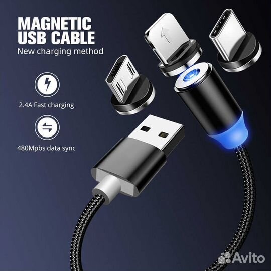 Магнитный кабель для зарядки: micro USB и Type-С
