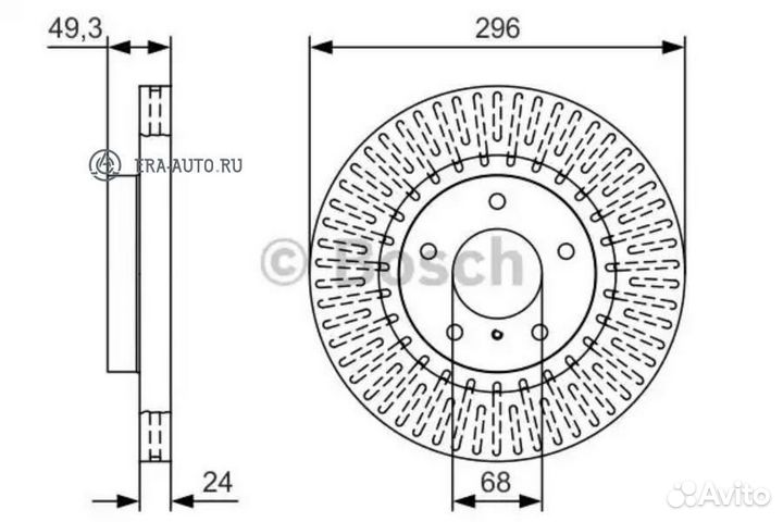 Bosch 0986479T44 Диск торм. пер. вент. 296x24 5 от