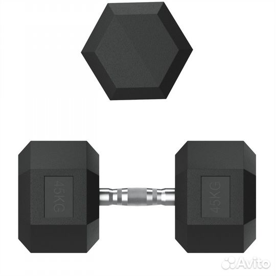 Гантель гексагональная unix Fit обрезиненная 45 кг