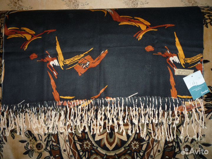 Палантин-шерсть, крепдешин, косынка рюлекс Япония