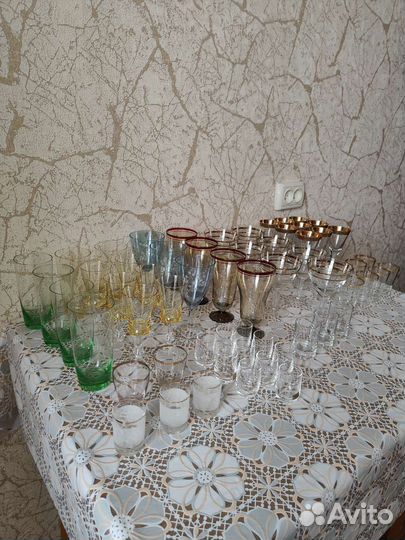 Бокалы стопки стаканы цветное стекло Чехия СССР