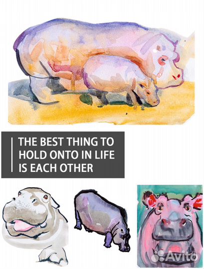 Зимний пейзаж акварелью