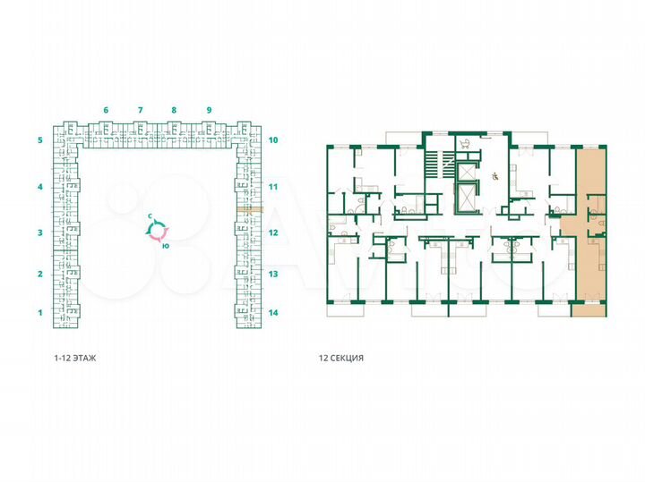 1-к. квартира, 42,3 м², 6/12 эт.