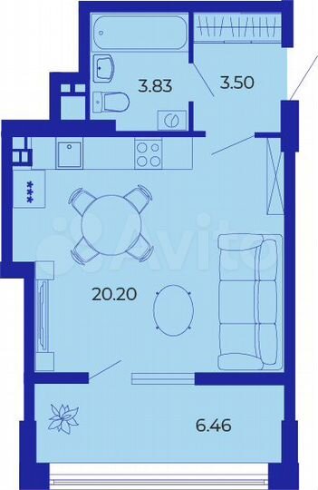 1-к. квартира, 34 м², 4/19 эт.