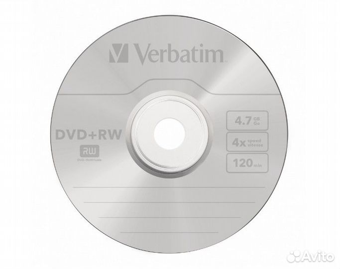 Оптический диск DVD+RW Verbatim 4.7гб 4x уп.5штук