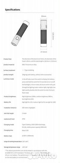 Xiaomi Nextool, 1200 лм, Type-C, новый, оригинал