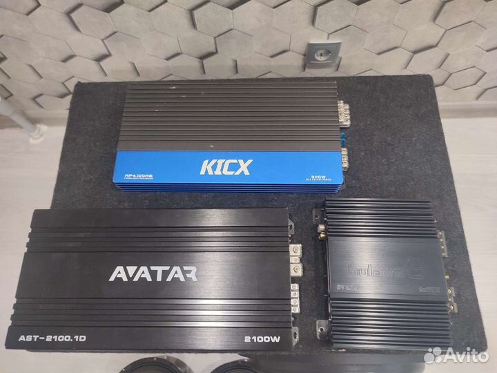 Комплект автозвука, динамики, усилители, провода