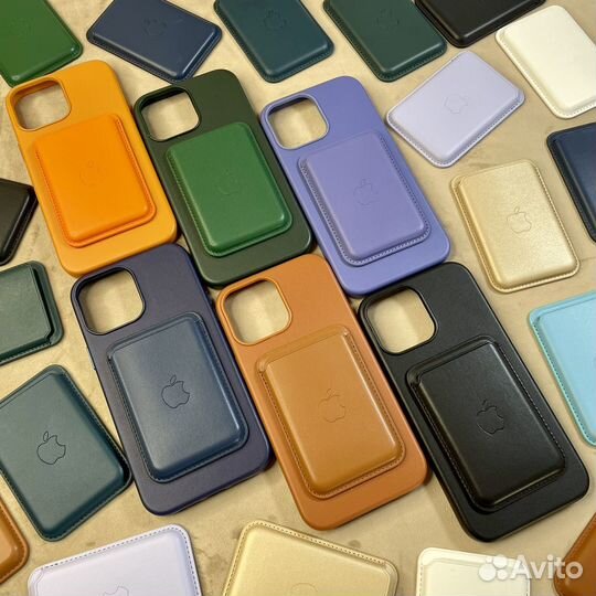 Кожаный чехол и кардхолдер для iPhone 11-15ProMax