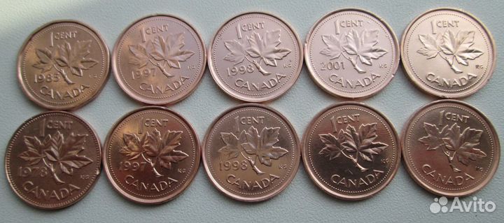 Канада 1 цент и 10 центов