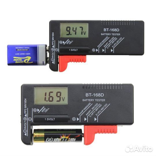 Тестер батареек AA/AAA/C/D/9V/1.5V с цифр.дисплеем