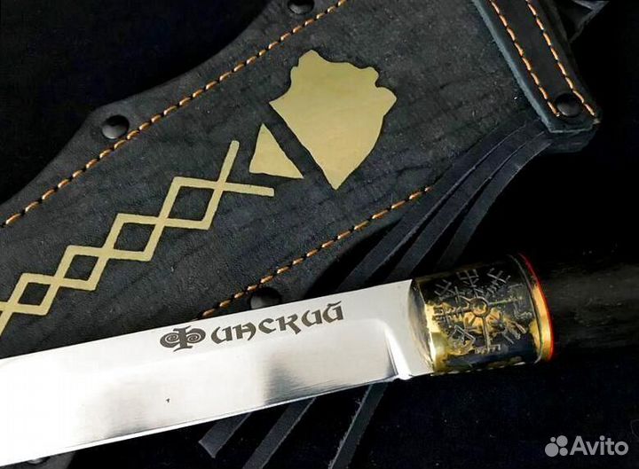Финский нож Puukko c литьем головы мишки
