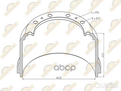 Барабан тормозной 420 180 192 H 227 d 290 335 n10