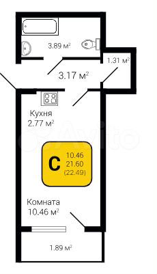 Квартира-студия, 22,5 м², 20/20 эт.