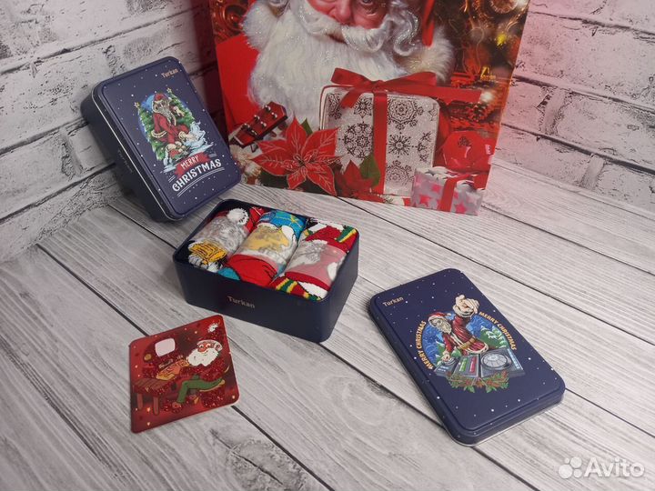 Носки высокие новогодние набор 3 пары