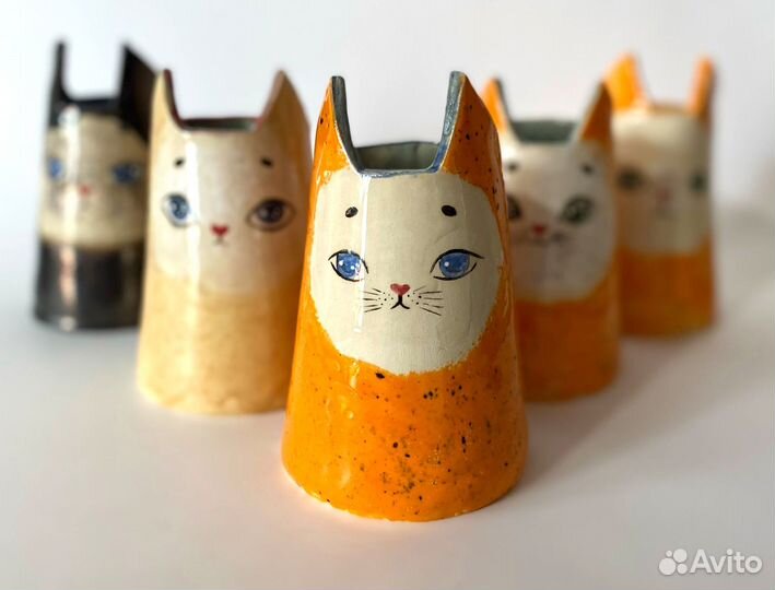 Ваза керамика. Коты
