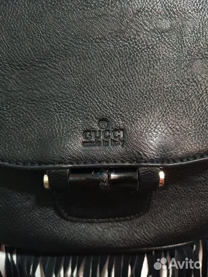 Нат.кожа Gucci сумка с бахромой замша