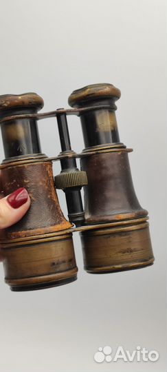 Бинокль кожа латунь, антикварный нач. XX в.Н1828 О