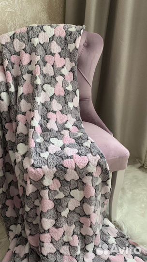 Плед 180х200 сердечки