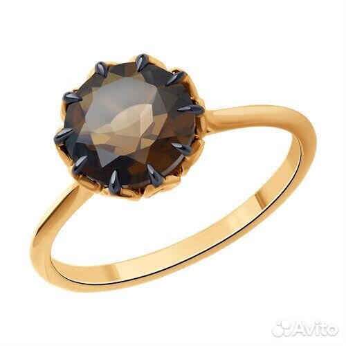 Кольцо из красного золота с раухтопазом