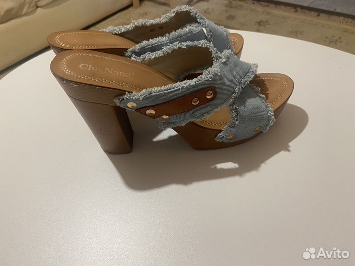 Босоножки Сабо джинс