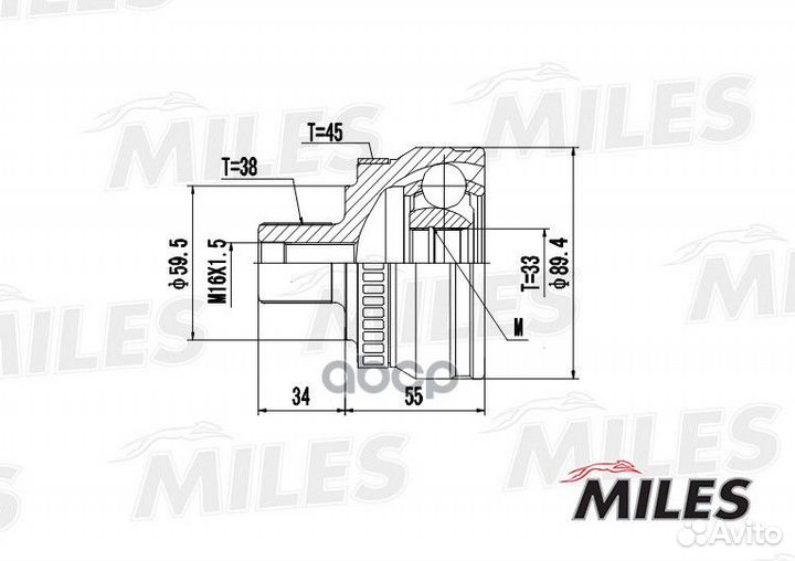 Шрус audi A4 1.6-2.0 00- нар.(ABS) ga20027 Miles