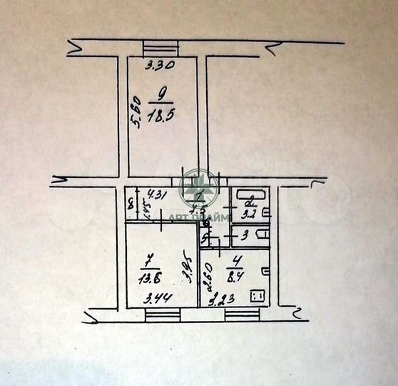 2-к. квартира, 54,1 м², 1/4 эт.