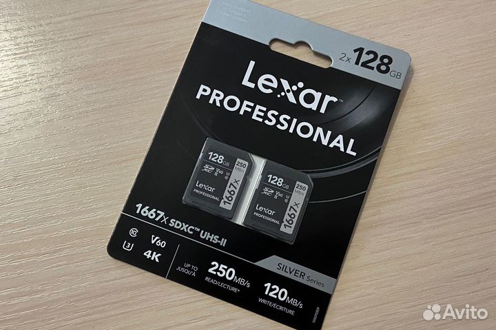 SD карта памяти 128Gb Lexar UHS-II sdxc v60