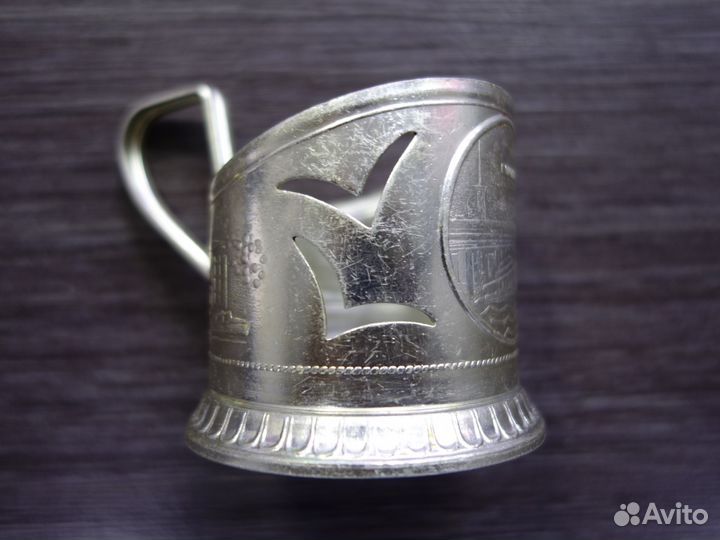 Подстаканник СССР, жестяная винтажная банка от коф