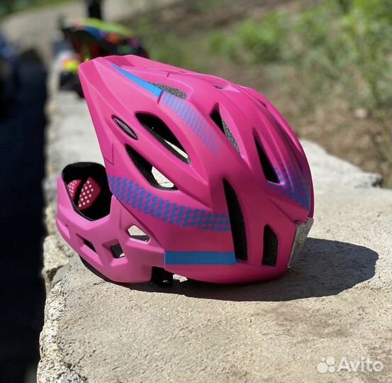 Детский шлем велосипедный фулфейс (разные цвета)