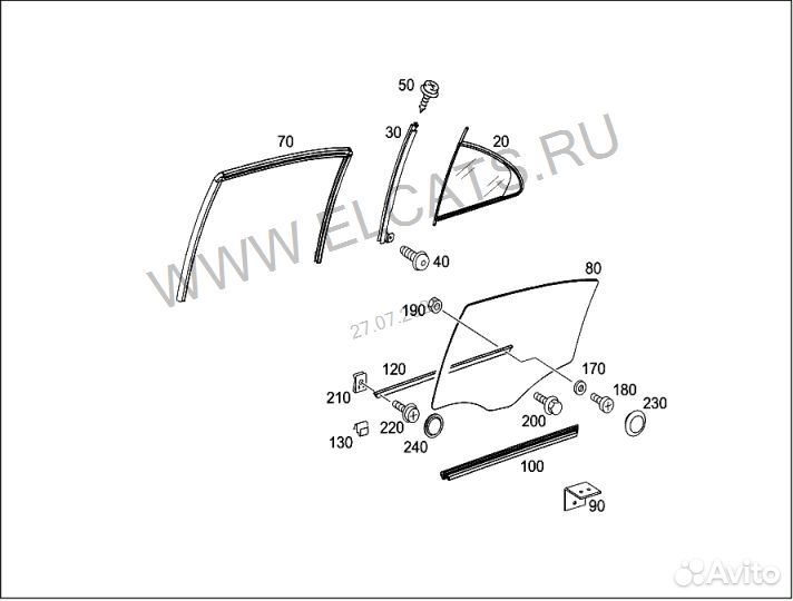 Уплотнитель двери зад. внутр. Mercedes W211 02-09