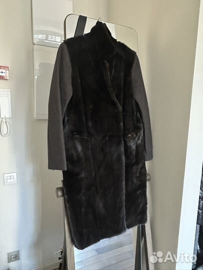 Пальто шерсть с норкой