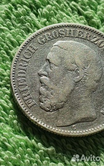 2 марки 1876 год G., Баден герцогство