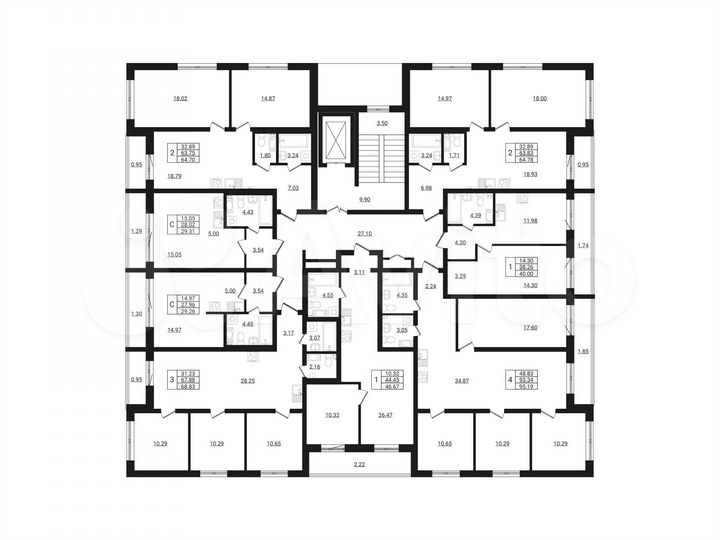 4-к. квартира, 95,2 м², 2/9 эт.