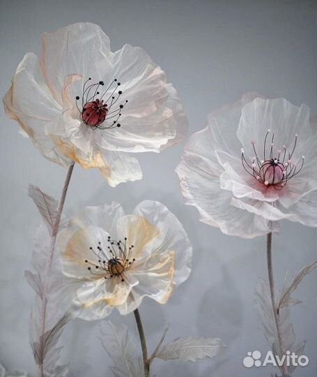 Ростовые цветы из ткани для витрин, фотосессий