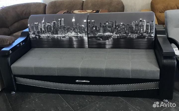 Прямой Диван Лидер ппу металлокаркас 223х103х93