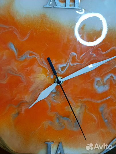 Часы настенные,Лёд и Пламя, эпоксидная смола,р