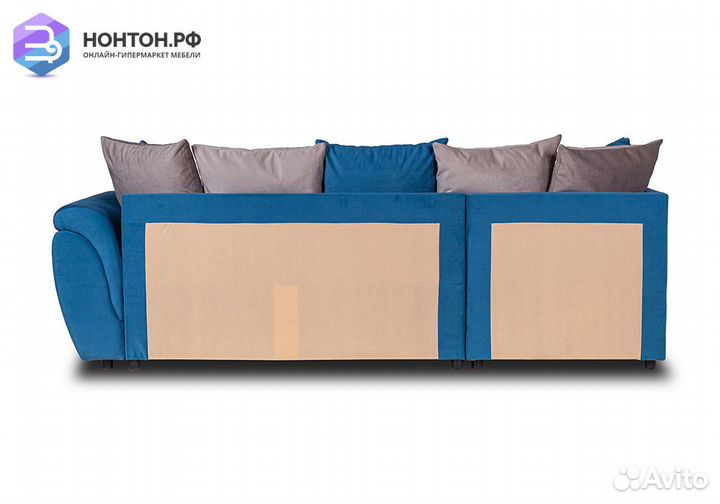 Диван угловой дельфин Стефани синий / серый