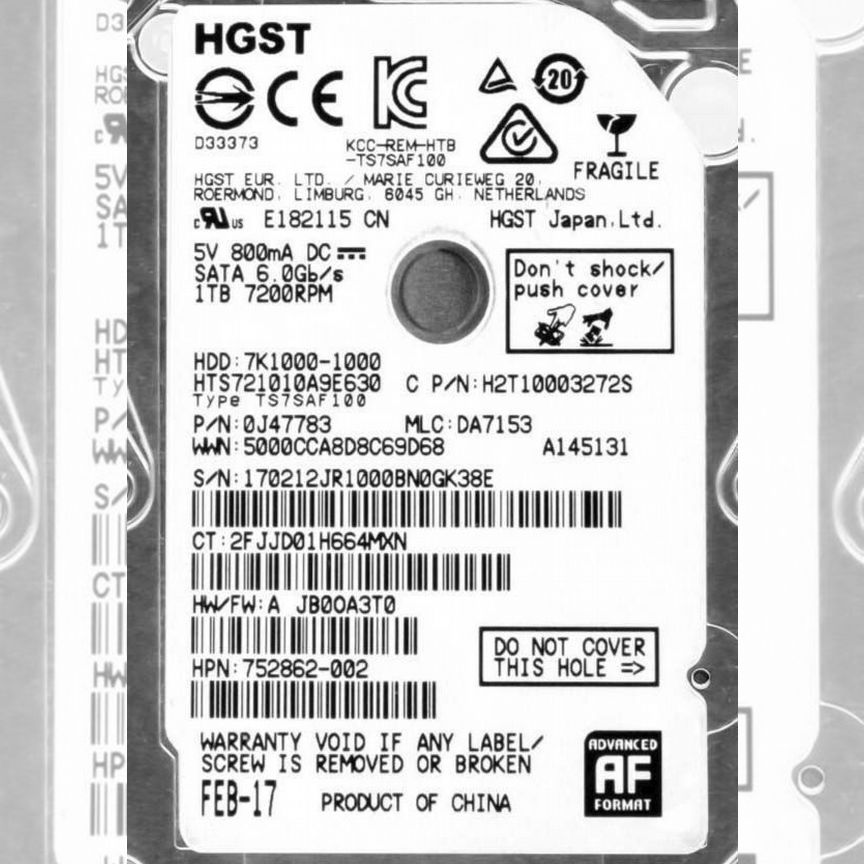 [HTS541010B7E610] Жесткий Диск Hitachi Hts721010a9e630 1tb Sata3 Hts541010b7e610