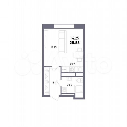 Квартира-студия, 25,9 м², 3/27 эт.