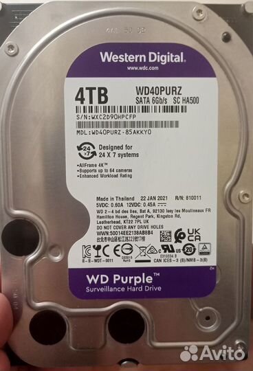 Жесткий диск Western Digital 10TB Purple