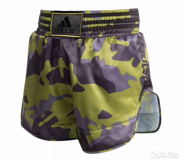 Шорты для тайского бокса Adidas Satin зелено-черны