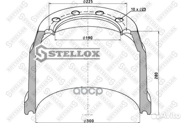 85-00192-SX барабан тормозной 300x200 H280 d