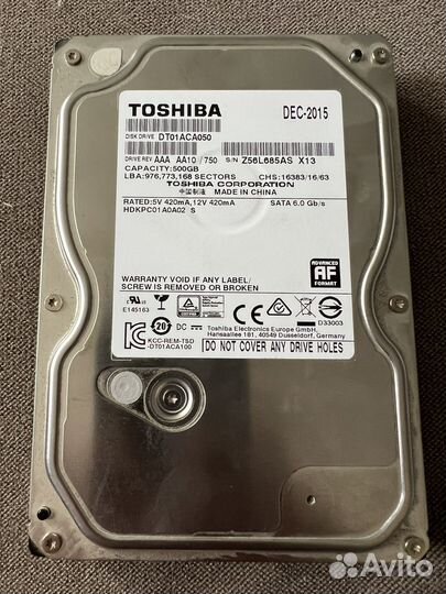 Жесткий диск Toshiba 500 гб DT01ACA050